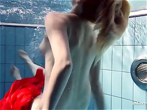 molten ash-blonde Lucie French nubile in the pool