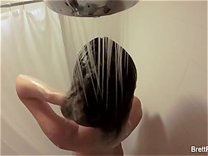 super spectacular platinum-blonde Brett Rossi takes a super-cute shower